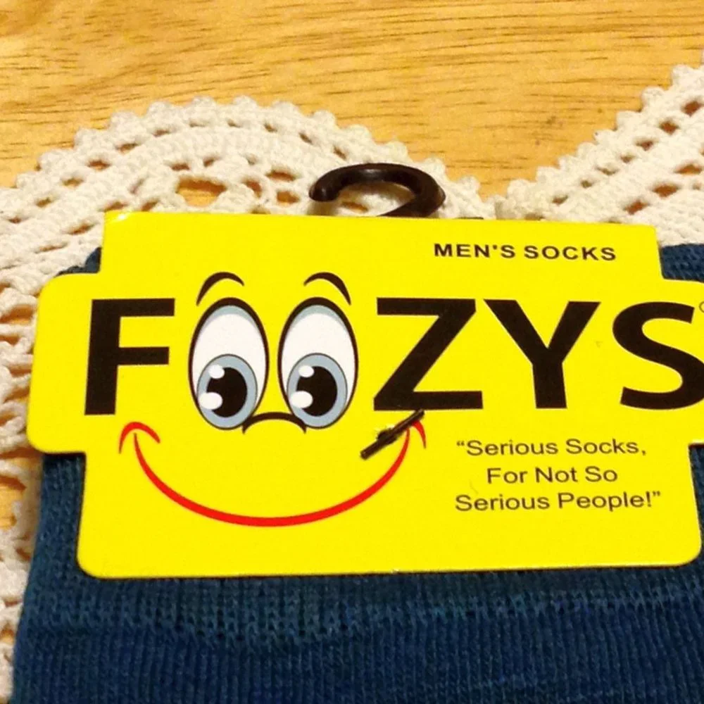 Men's Socks, Foozys Barber Theme, blue background